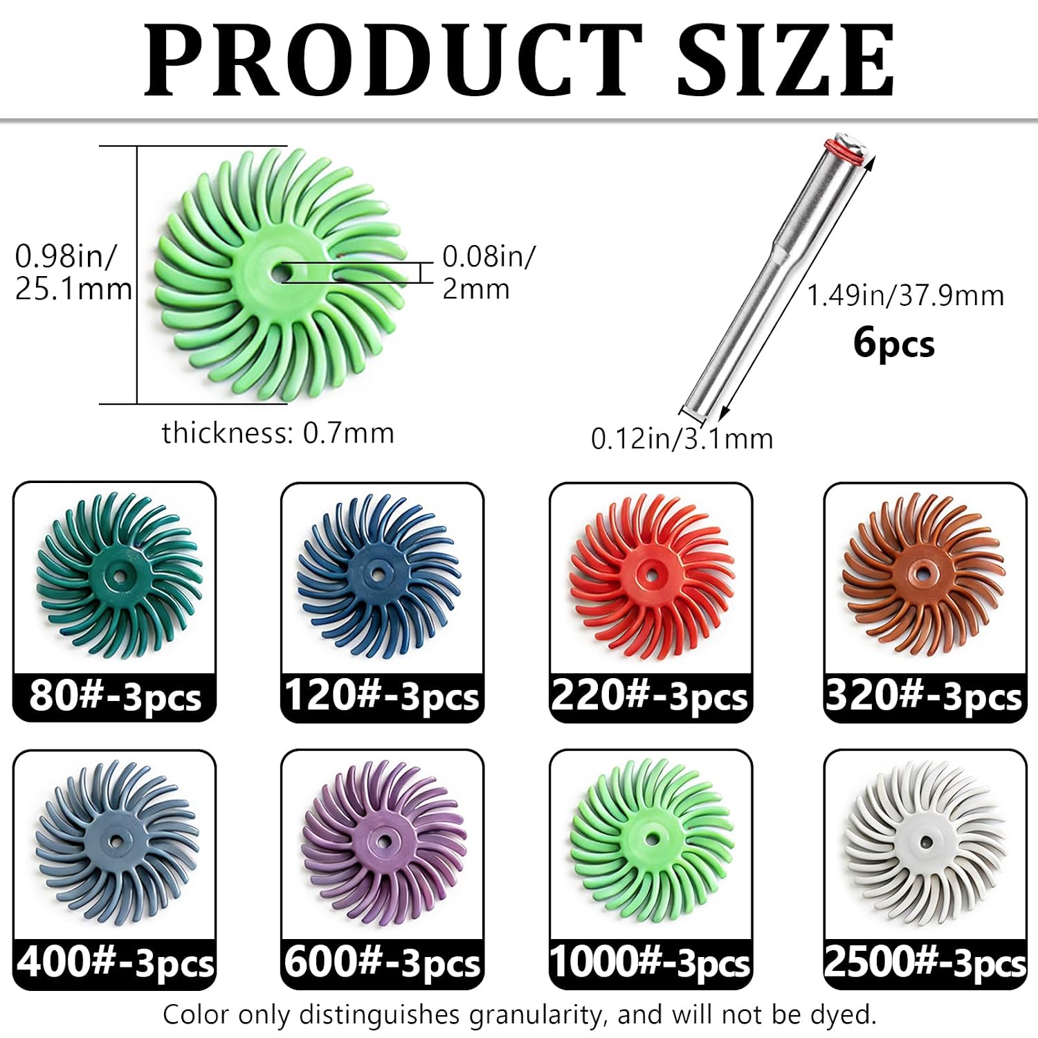 30PCS 1" Radial Bristle Disc Kit with 3mm Shank for Rotary Tools