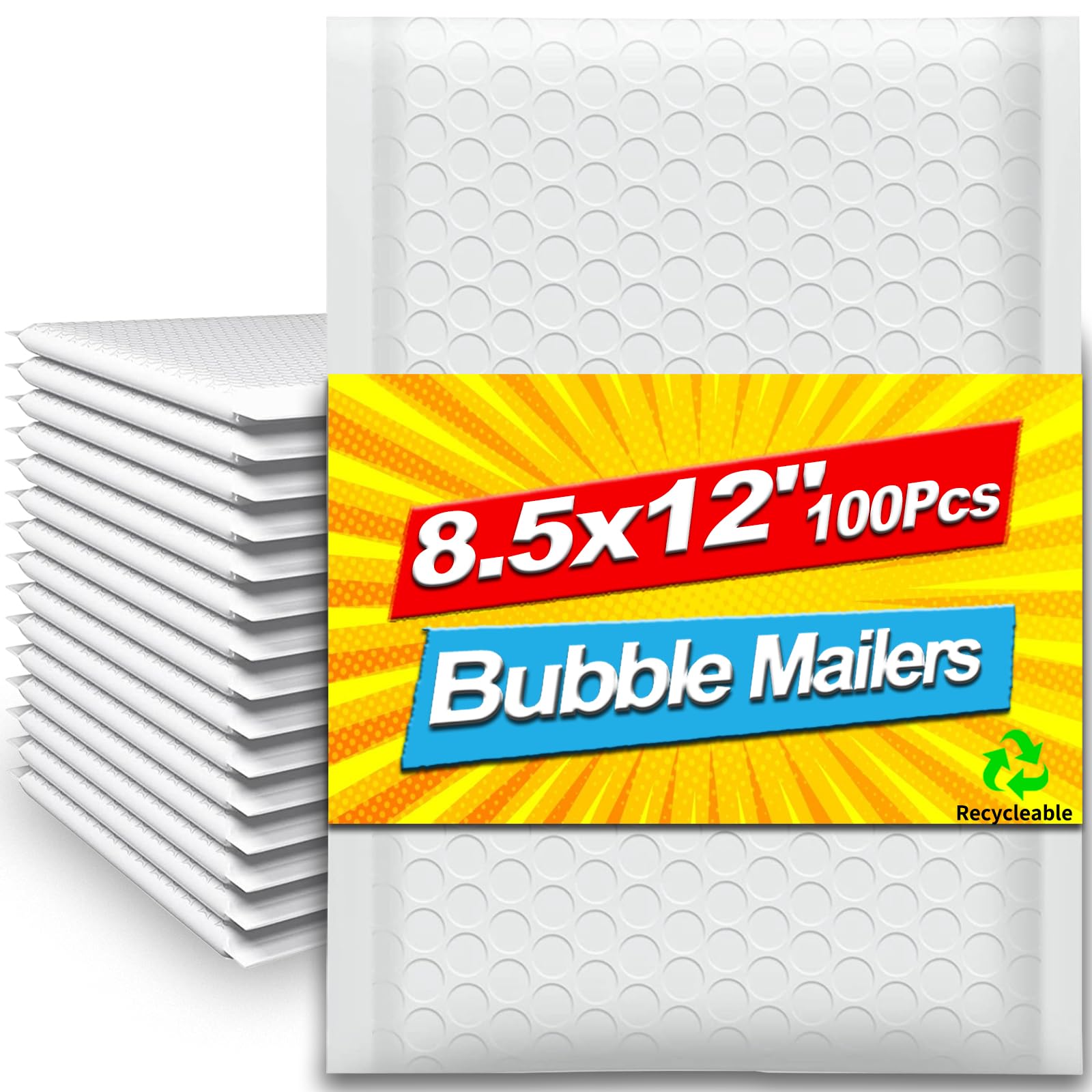 AxidouBubble Mailers 8.5x12 Inch 100 Pack, Waterproof Thick Padded Envelopes, Self Seal Bubble Envelopes, Envelope Mailing Bags for Small Business, Shipping, Mailing, Boutique Packaging