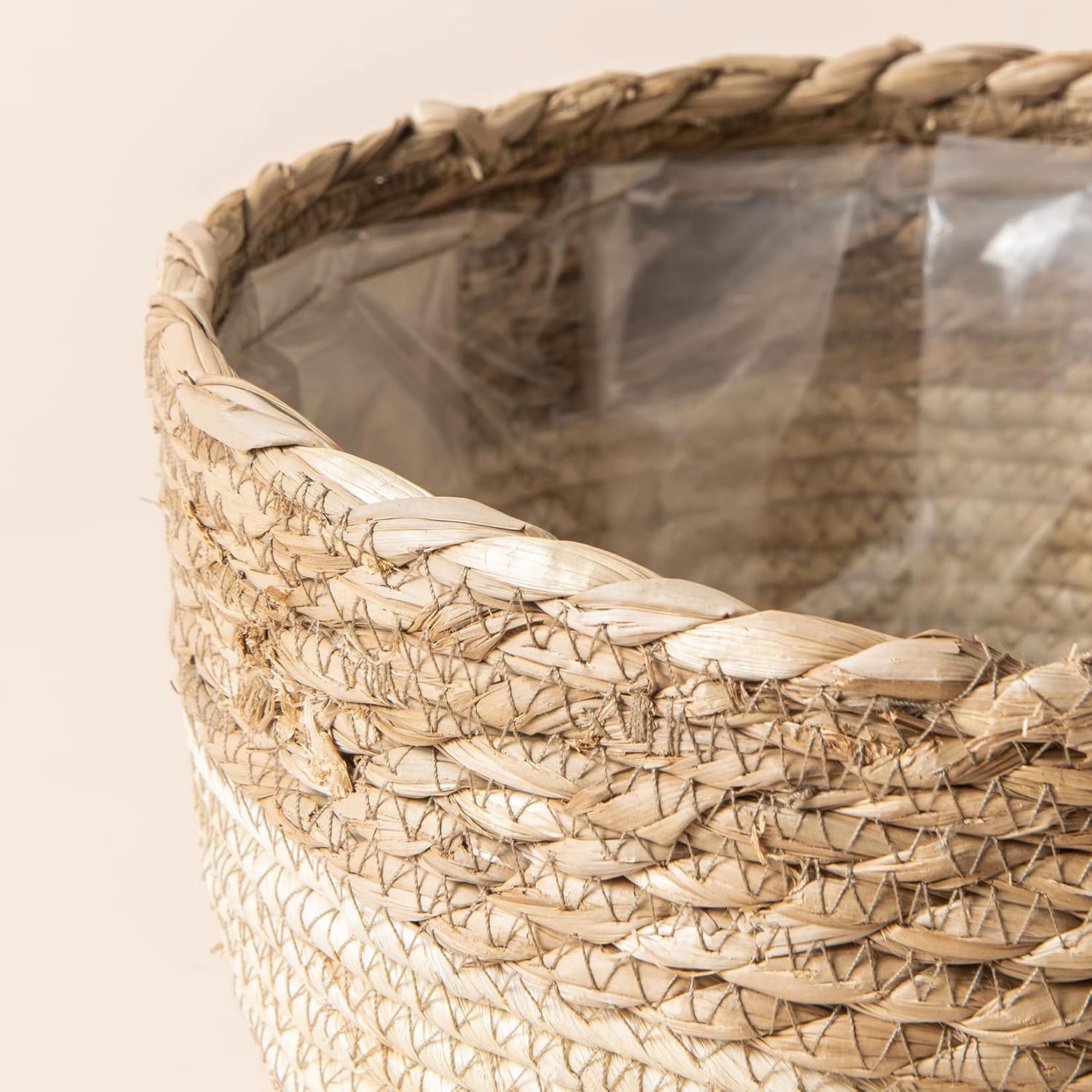 LA JOLIE MUSE Seagrass Planter Basket Indoor Outdoor, Flower Pots Cover, Plant Containers, Beige, 10 inch