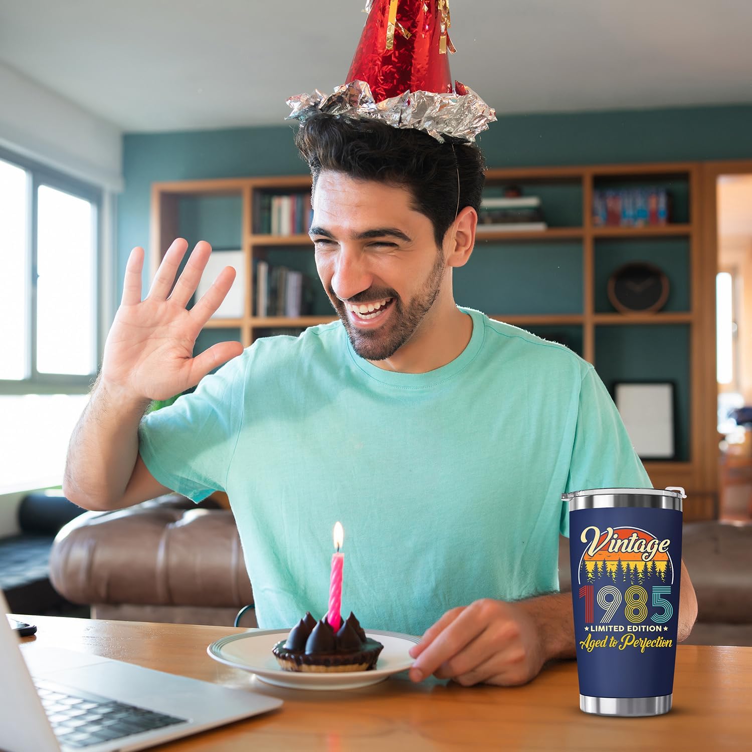 ZAGKOO 40th Birthday Gifts Men, Women - 1985 40th Birthday Decorations - 40 Year Old Gifts for Men, Cool Vintage, Funny Turning 40 Ideas for Dad, Husband, Mom, Wife - 20oz Navy Tumbler Cup Gift Box - Image 7