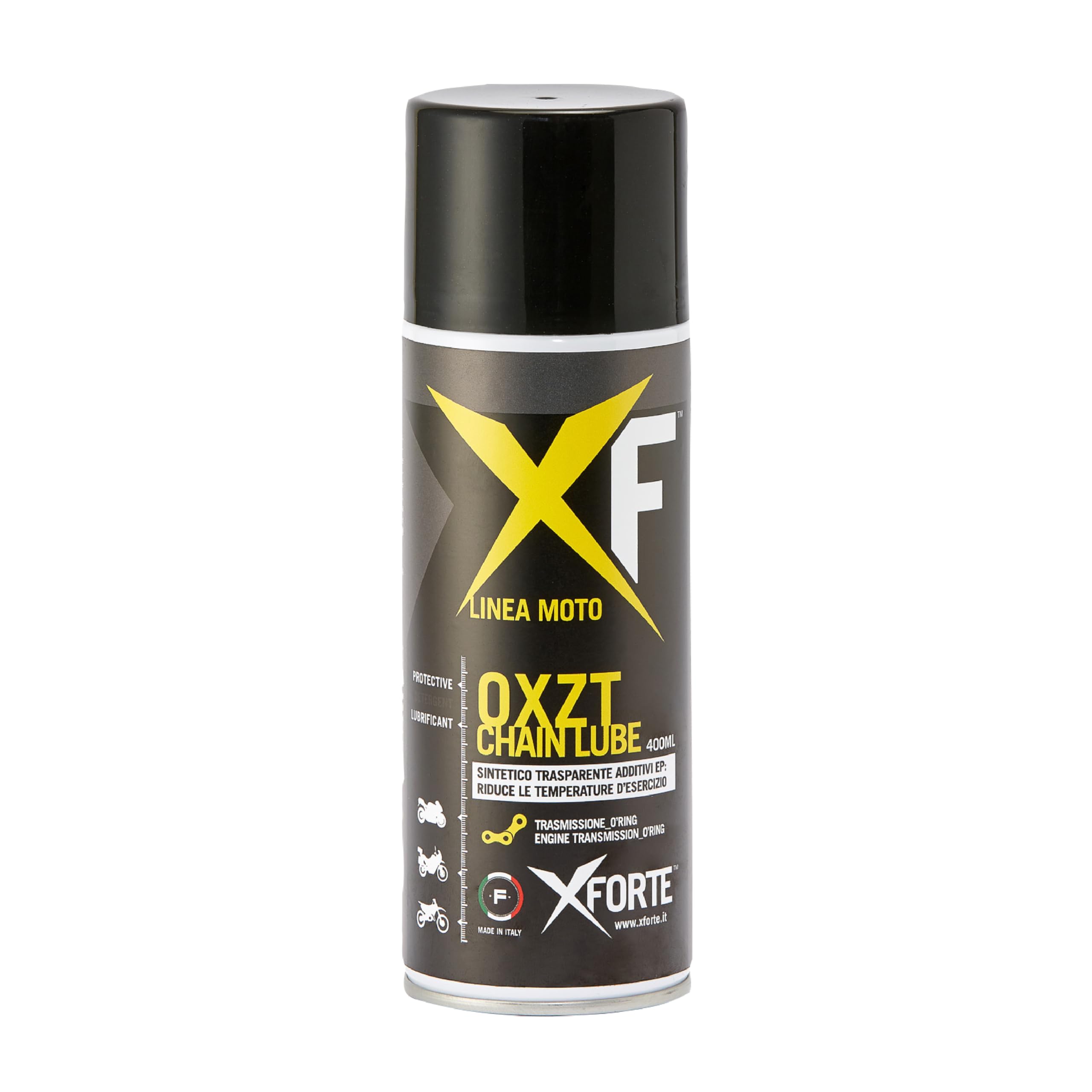 XFORTE OXZT Grasso Catena Moto O-Ring, Lubrificante Sintetico Antigoccia ad Alte Prestazioni, 400 ml - Protezione Resistente per Strada, Pista e Fuoristrada