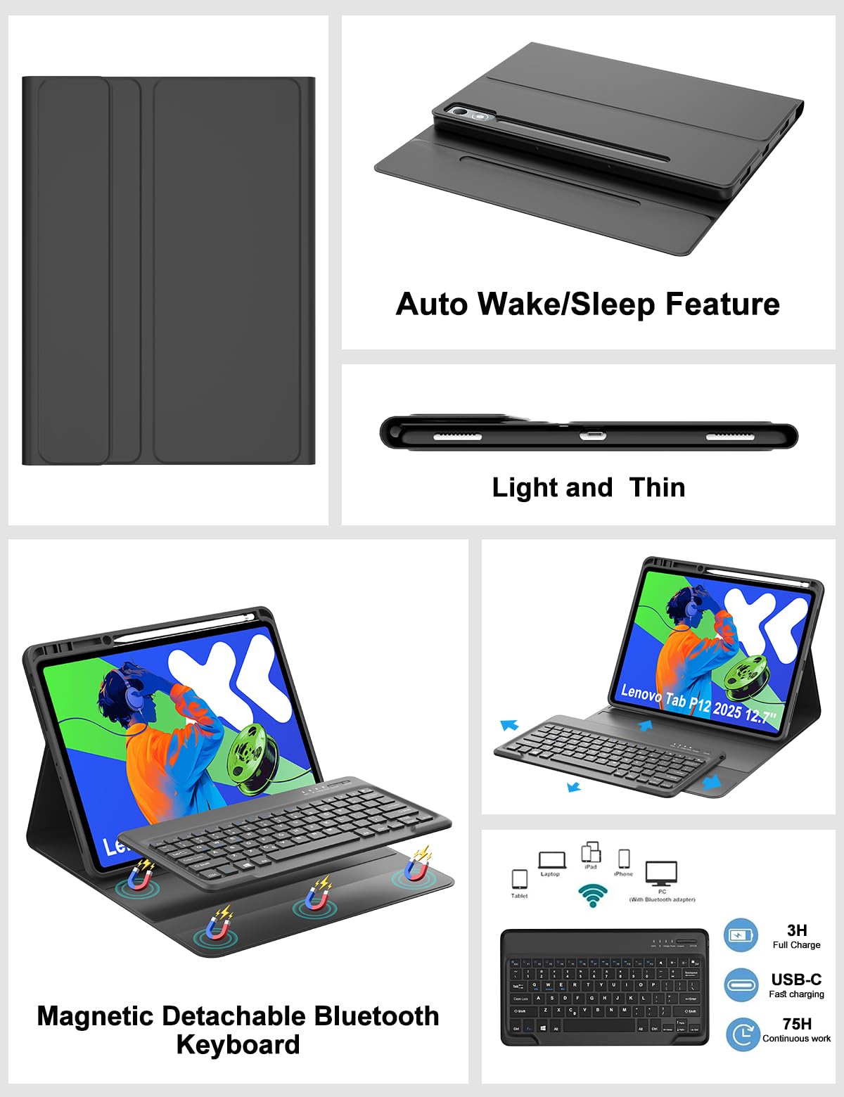 Lenovo Idea Tab Pro 2025 Keyboard Case - Lenovo Idea Tab Pro 12.7