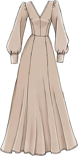 Miniatura 8 de Vogue V9328E5 Easy Women's Flared Sleeve Dress Sewing Patterns, Sizes 14-22, White