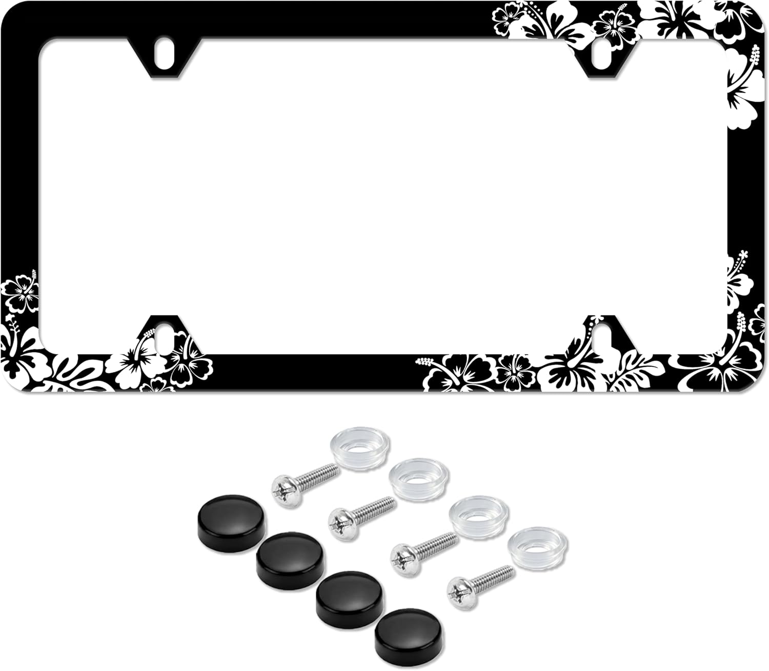 Hibiscus Flower License Plate Frame Hawiian Tropical Floral License Holder