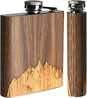 Vista 13 de WUDN Frasco de madera de 6 oz. - Cuerpo de acero inoxidable, bandera americana real