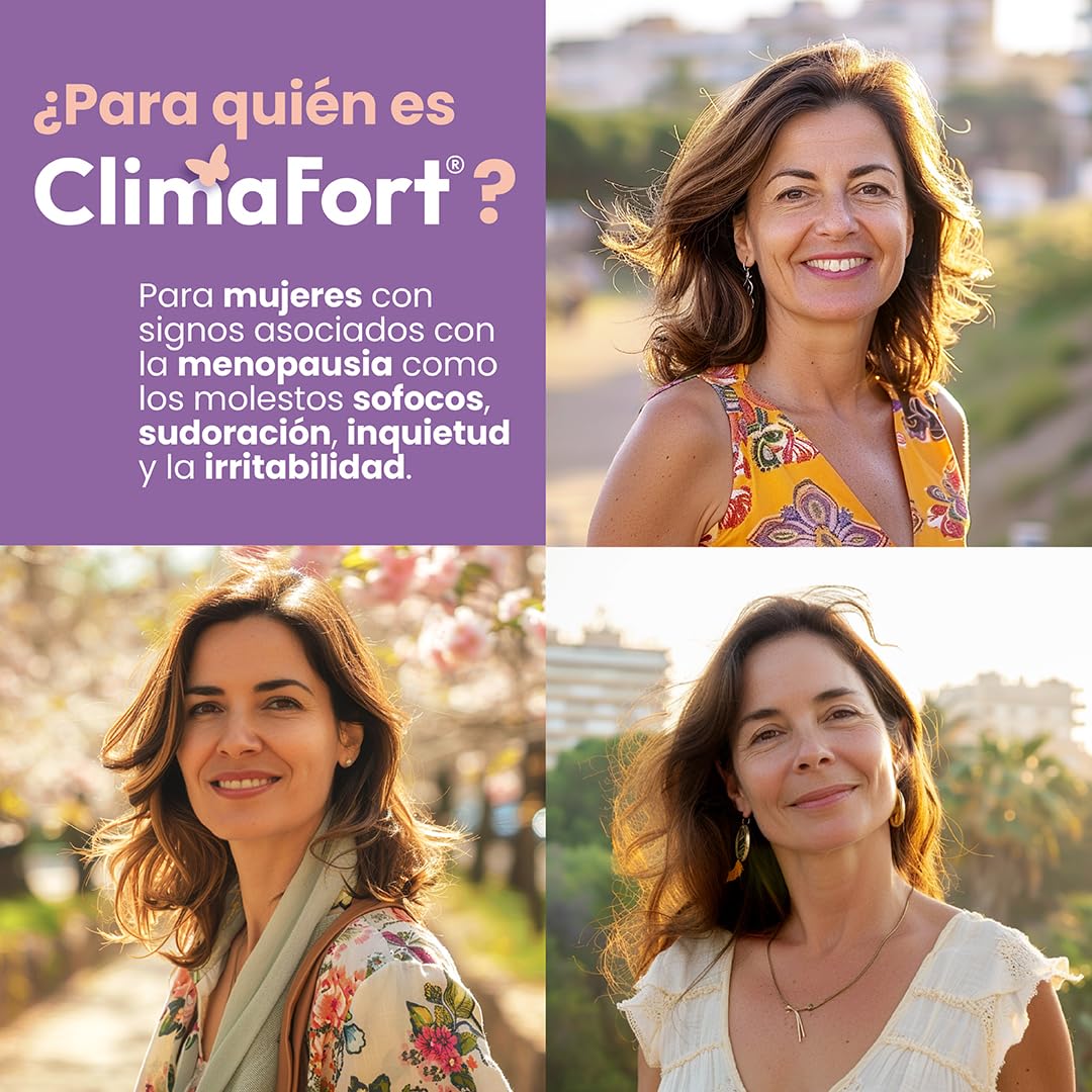 [60 cáps] ClimaFort Menopausia | Para 2 meses | Alivia Sofocos, Sudoración y otros Síntomas de la Premenopausia | Pastillas con Lúpulo, Vitaminas y Minerales | 1 al día | Pastillas Menopausia con Vitaminas y Minerales | Alivia Sofocos y Sudoración | Sin h