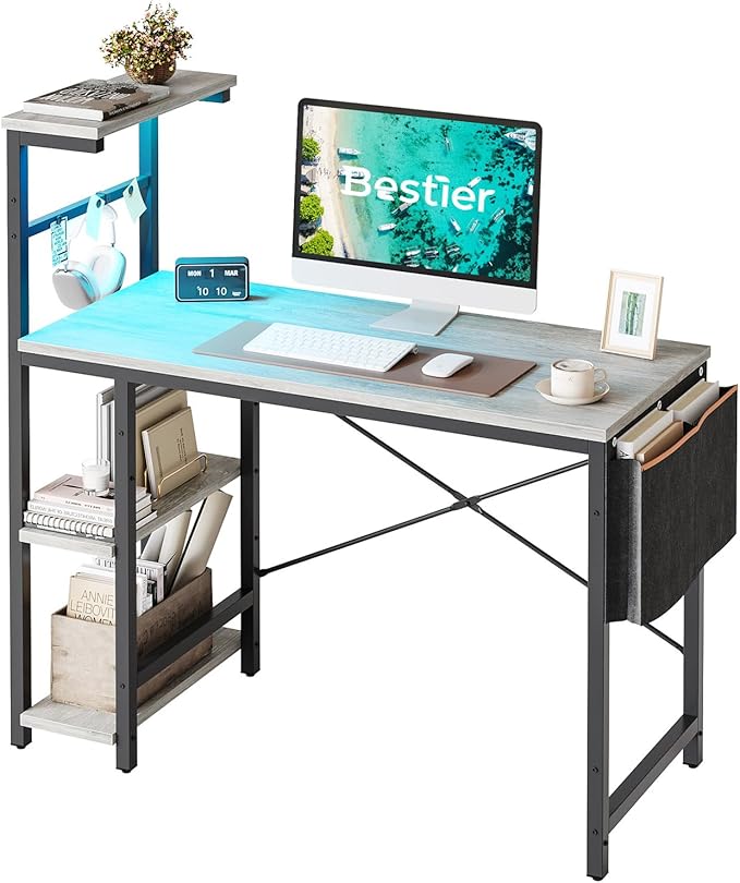 Bestier Computer Desk with 4 Tiers Shelves, Gaming Desk
