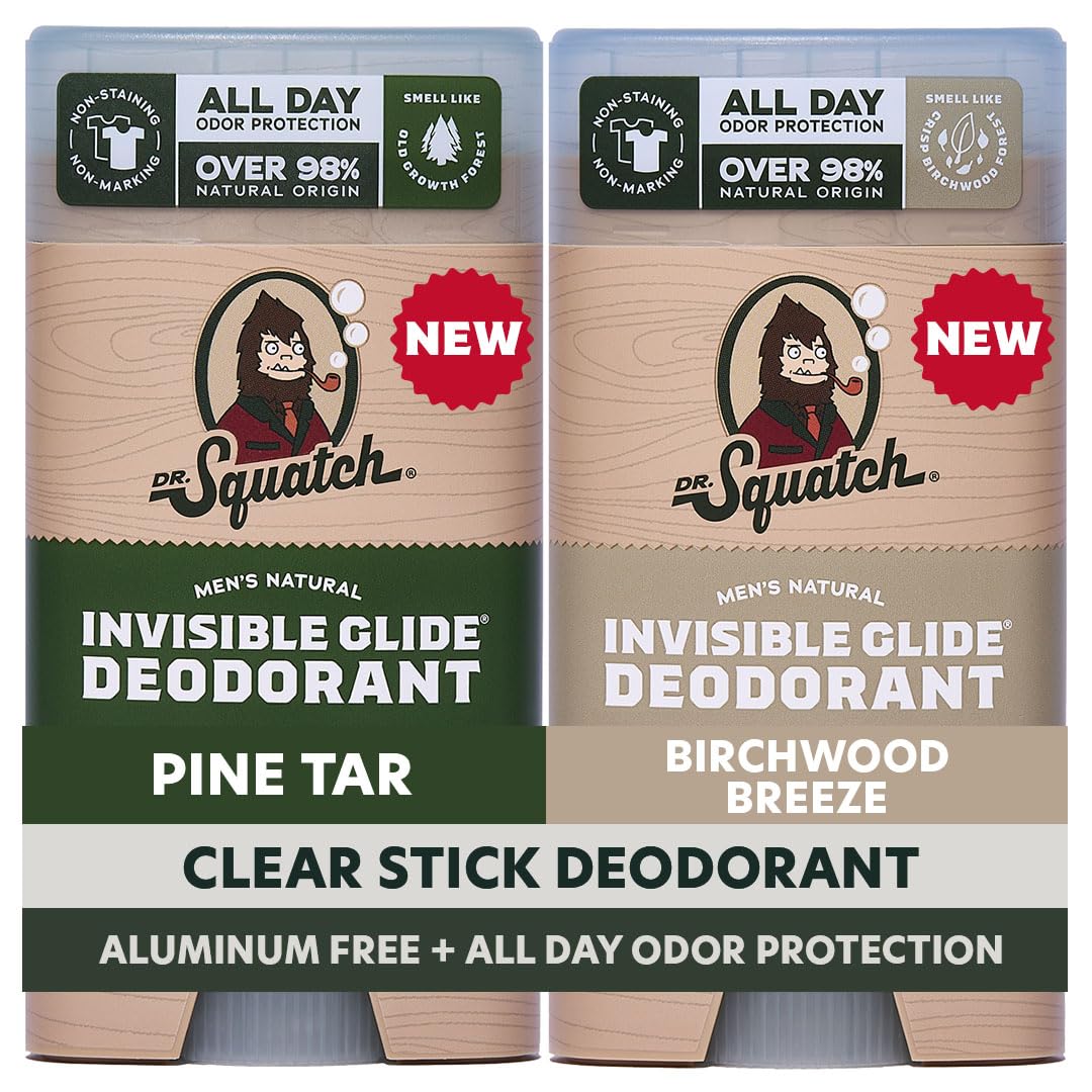 Dr Squatch Invisible Glide Natural Mens Deodorant Smooth Glide No Stains Aluminum Free Deodorant Men Safe for Sensitive