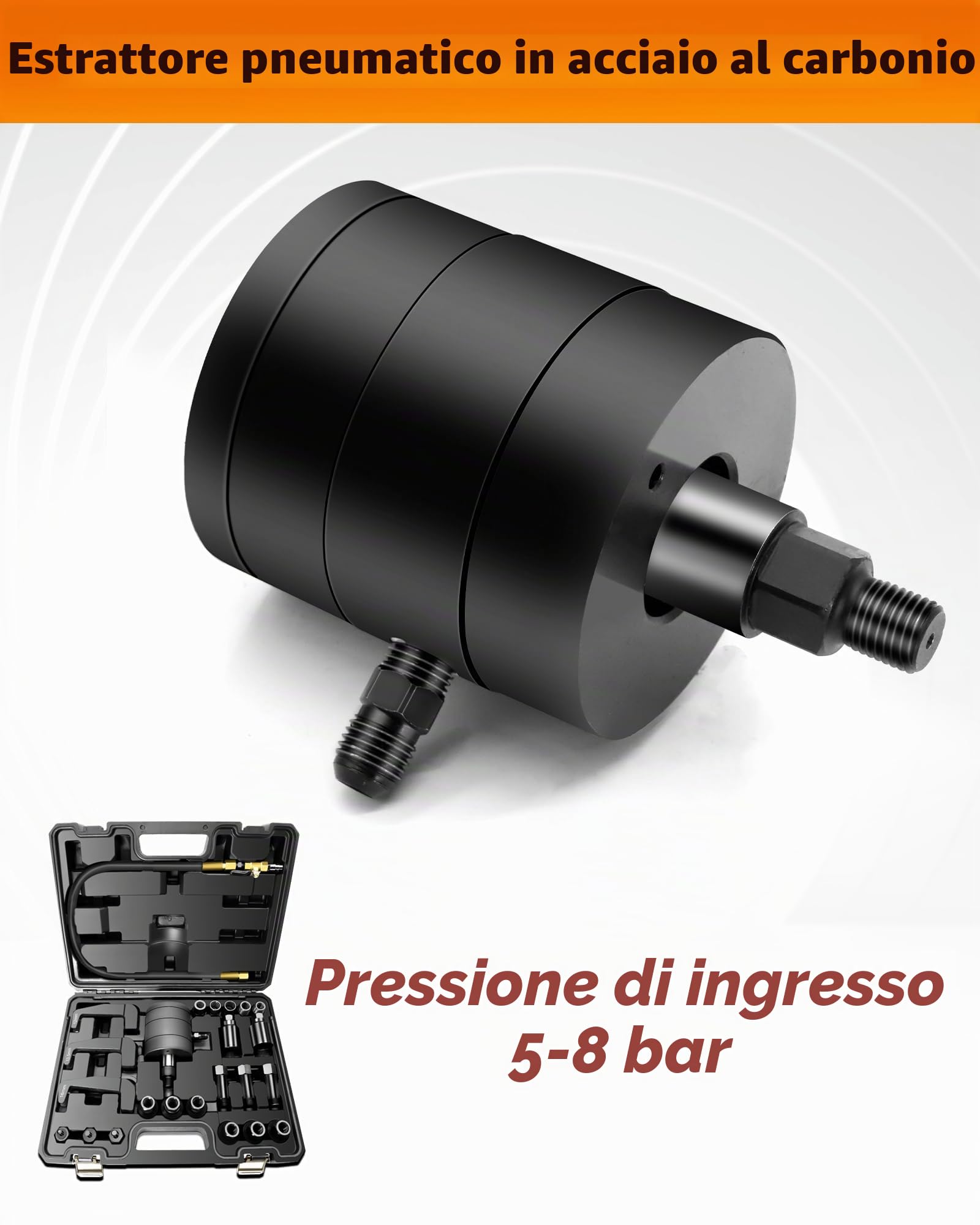 RUIZHI 24pc Estrattore Pneumatico per Ugelli di Iniezione - Strumento di Rimozione per Iniezione Ugelli, Iniettore di Carburante Diesel, Compatibile con Bosch Delphi Denso Siemens, con 19 Adattatori