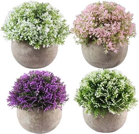 Amazon Com 4pcs Artificial Plant Beautiful Decor Flower Grass Ornaments For Home Store Garden Purple White Pink Home Kitchen