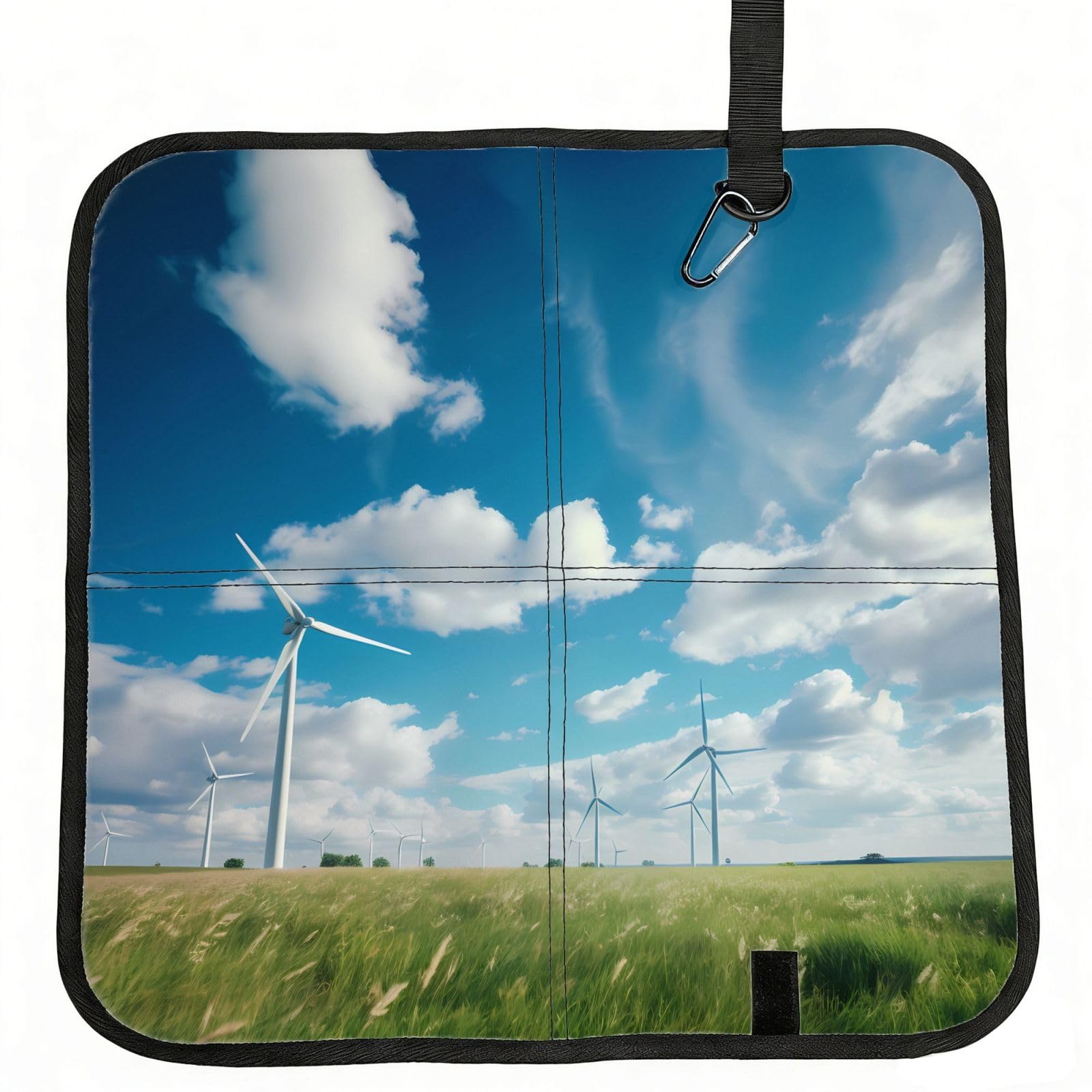 MROWYC windmills Printed Foldable Seat Cushion - Portable with Carabiner, for Stadium, Camping, Hiking