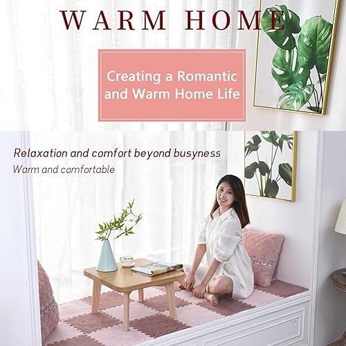 Miniatura 2 de Tapete de espuma de rompecabezas de felpa, tapete de empalme de bloque de dormitorio, tapete de juego esponjoso lavable para el hogar, alfombras