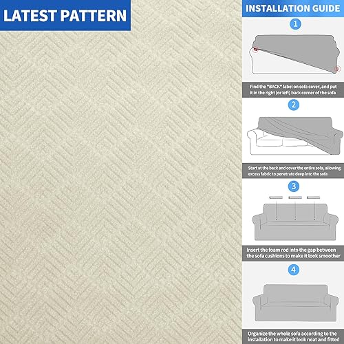 Miniatura 221 de MAXIJIN Funda súper elástica para sofá de 3 cojines, funda universal de 1 pieza para sofá de sala de estar, protector de muebles de elastano, apto