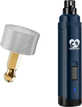 Casfuy N10 Dog Nail Grinder & Replaced Grinder Head Bundle (Dark Blue)