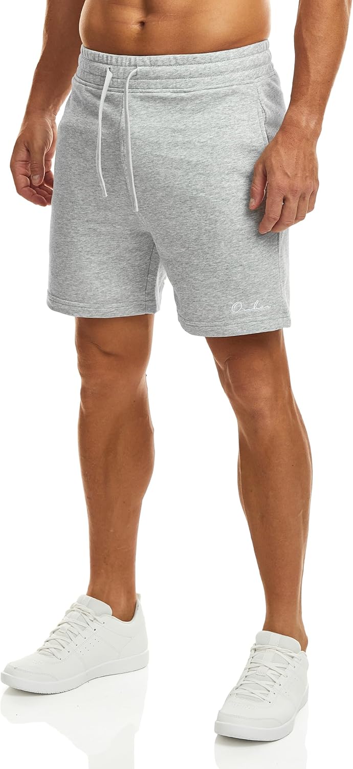 Ouber Men's Cotton Sweat Shorts Athletic Gym Workout Shorts Sporty Casual Shorts - Image 6