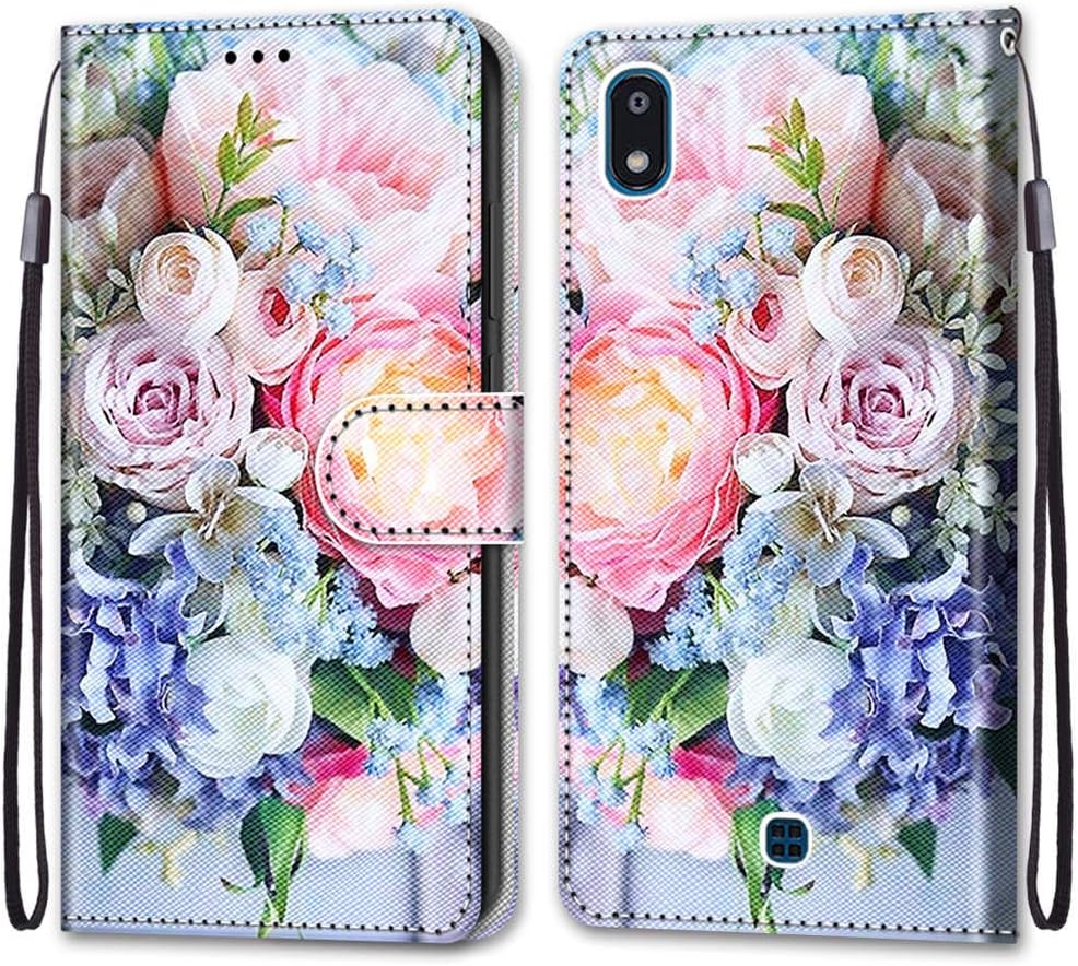 Mo-SomnusCompatible with LG K20 2019 Case, PU Leather Flip Wallet Phone Cases Cover with Viewing Stand & 3 Card Holder, TPU Shockproof Magnetic Protective Folio Cover (Flower 3)