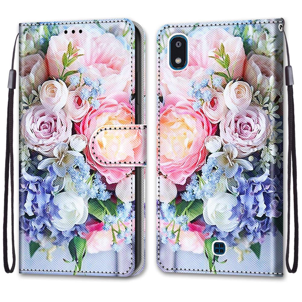 Mo-SomnusCompatible with LG K20 2019 Case, PU Leather Flip Wallet Phone Cases Cover with Viewing Stand & 3 Card Holder, TPU Shockproof Magnetic Protective Folio Cover (Flower 3)