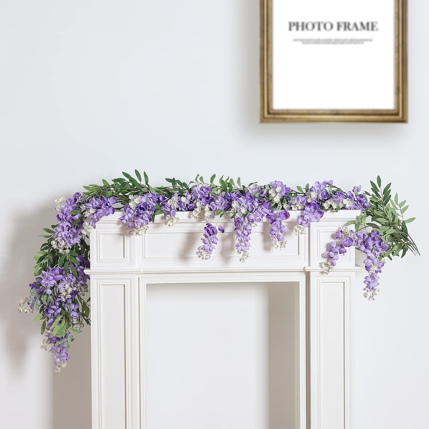 Duovlo 4Pcs 6.6Ft/Piece Imitation Silk Wisteria Garland Hanging Flower Vine for Home Outdoor Garden Ceremony Wedding Arch Floral Decor (Light Purple)