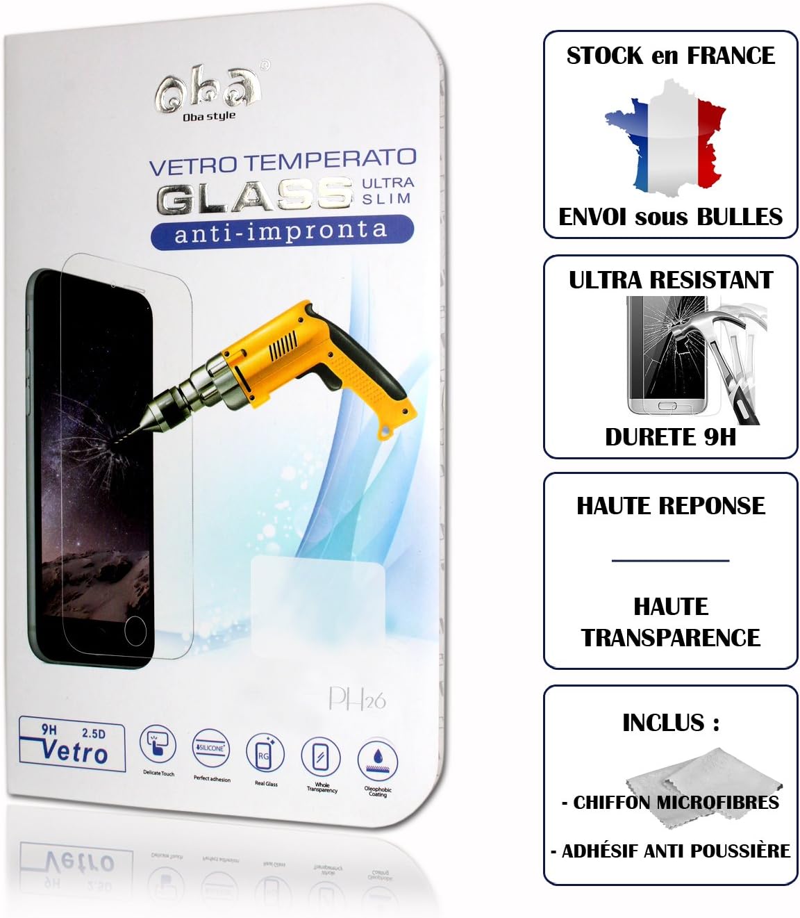 ALTICE S51 High Transparency Tempered Glass Screen Protector, Anti-Fingerprint, Heavy Duty (9H Hardness, Ultra Slim Easy To Put On and Protection by PH26 ®