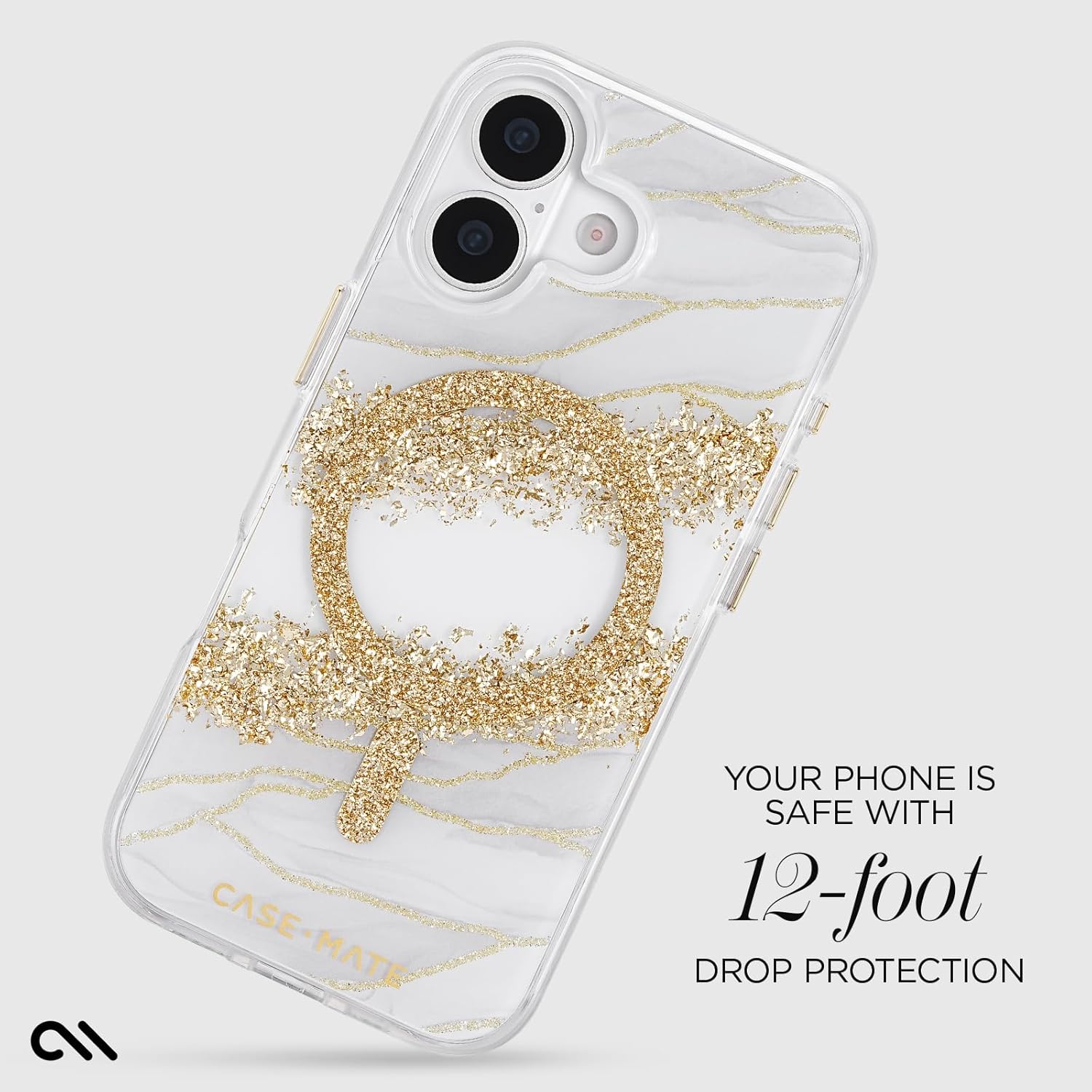 Case-Mate iPhone 17 Case [Compatible with MagSafe] - Stylish Marble Phone Case with 12ft Drop Protection - Premium Magnetic Cover for iPhone 17 - Karat Granite