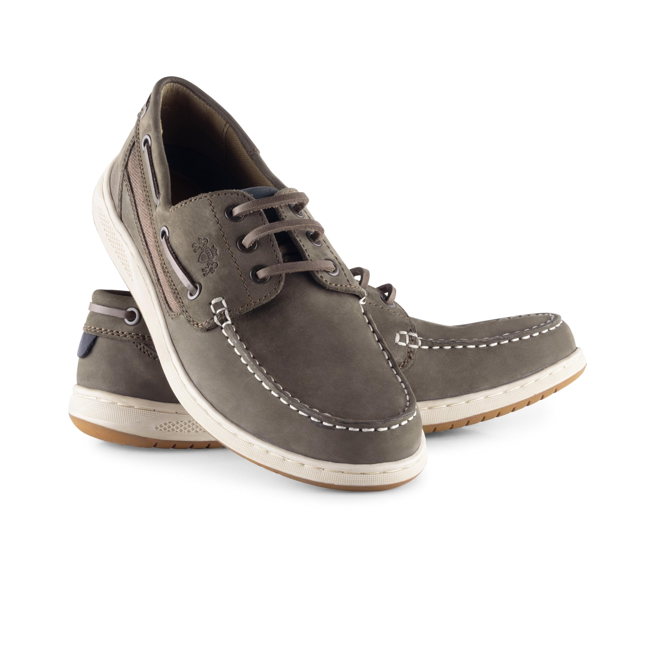 Catesby Harvard Chaussures bateau en cuir pour homme - Légères et décontractées - Mocassins d'été à enfiler - Semelle antidérapante, marron, 46 EU