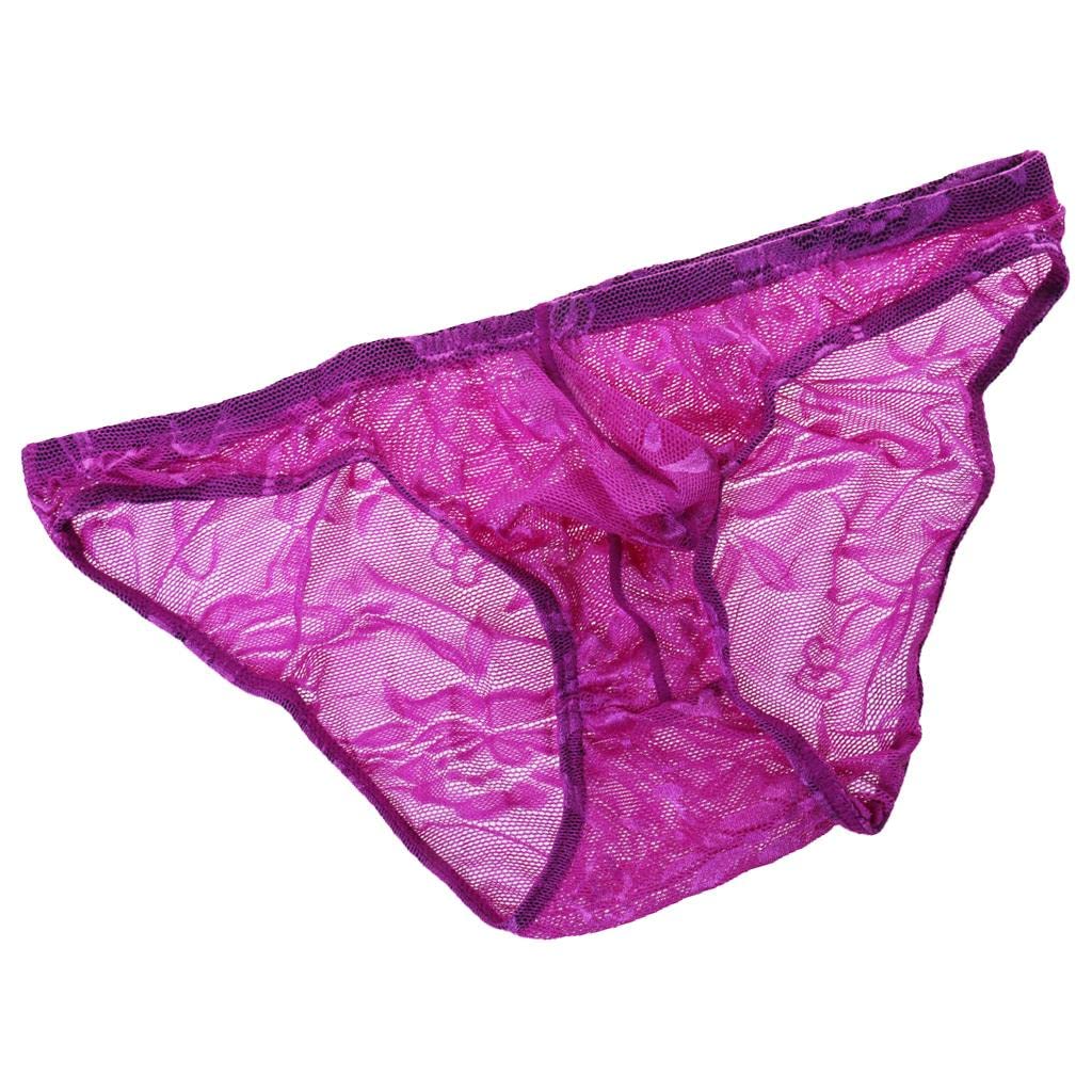 Men's Thong G-String Underwear, Jockstrap Briefs, Nylon, Purple, Large, Sexy Underpants-image-46