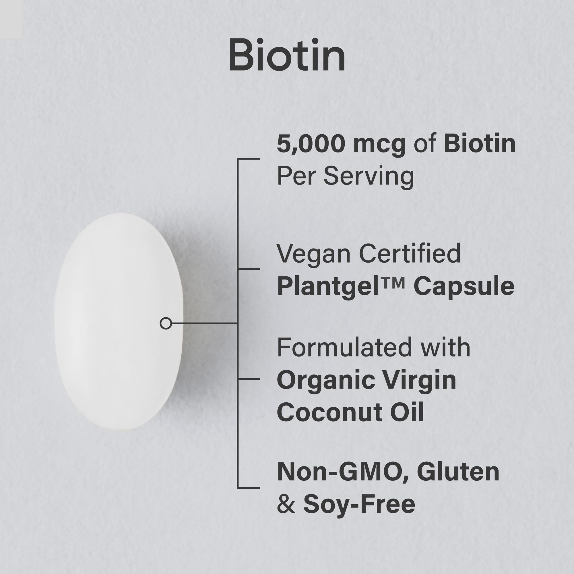 Sports Research® Biotin 5,000mcg w/Coconut Oil, 120 Count Plantgels™ — Amazon image 2