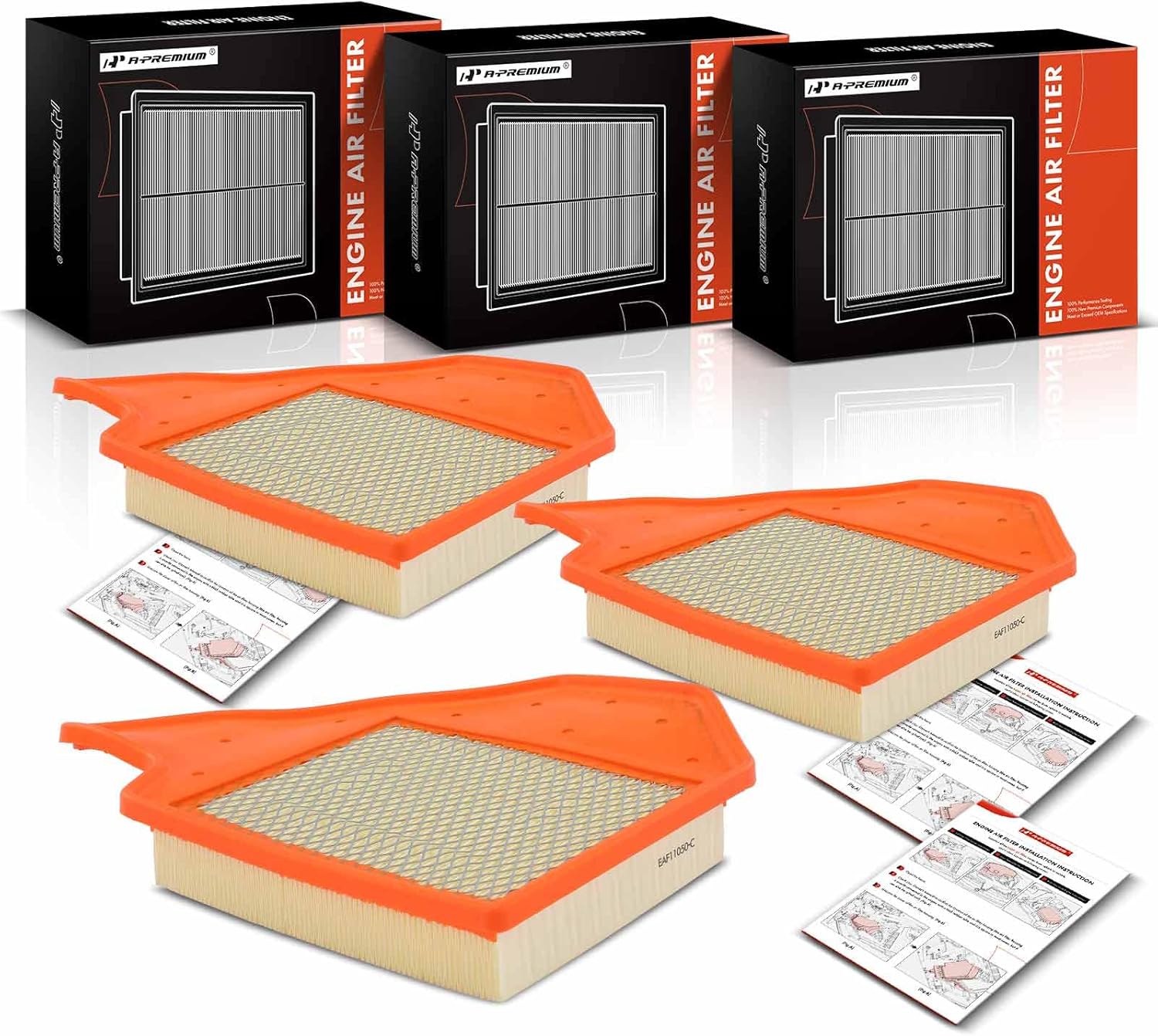 A-Premium 3-PC Engine Air Filter Compatible with Chrysler Town & Country & Dodge Grand Caravan & Ram C/V & Volkswagen Routan, 2011-2020, Flexible Panel, Replace# 4861737AA