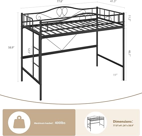 Miniatura 31 de GAOMON Marco de cama de hierro moderno y elegante con cabecera y estribo, estructura de soporte firme, marco de cama de plataforma de metal, no