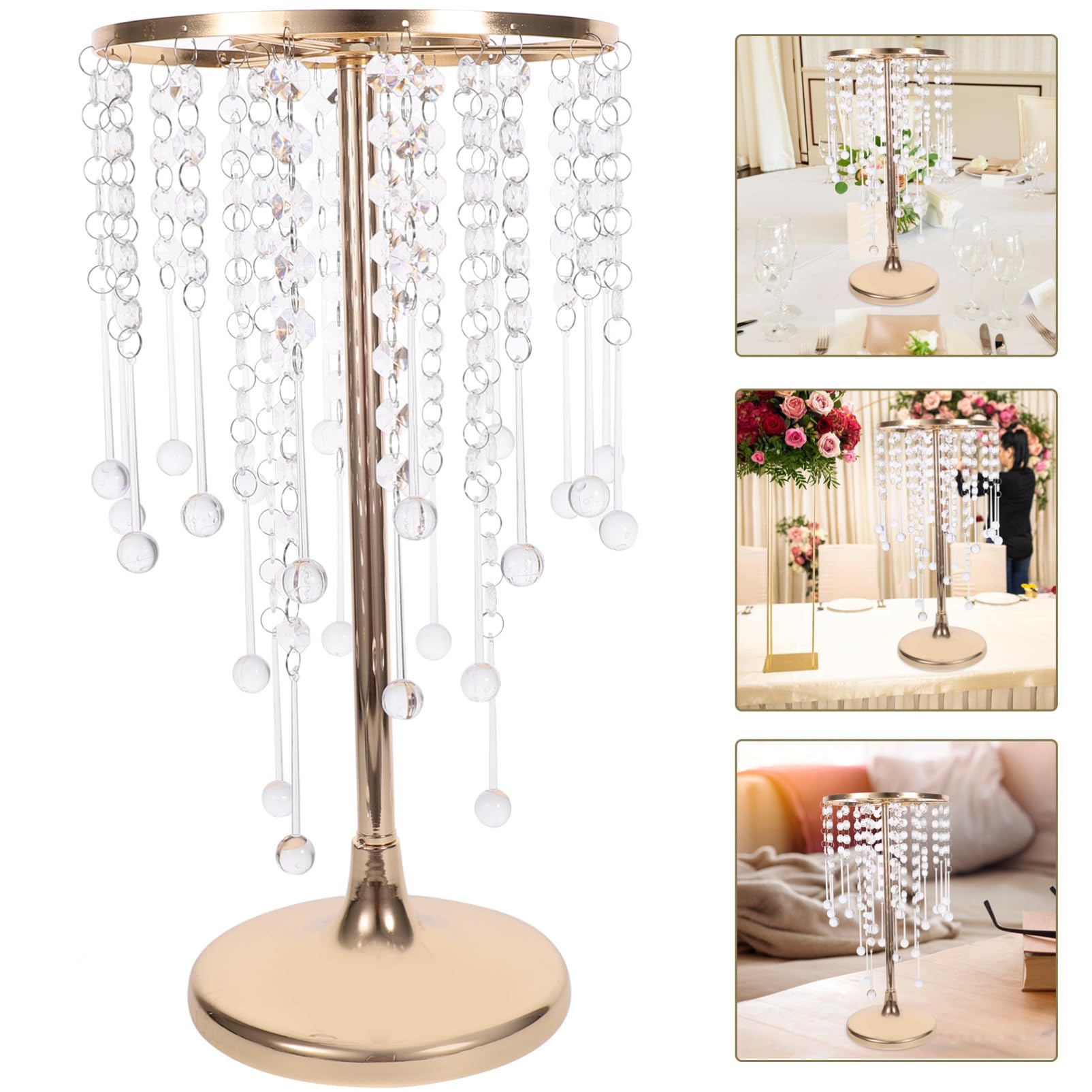 Vaso Centrotavola Matrimonio in Metallo con Cristalli per Tavolo Cerimonia | Decorazione per Fiori Freschi o Artificiali, Resistente alla Ruggine, Robusto, per Allestimenti Nuziali