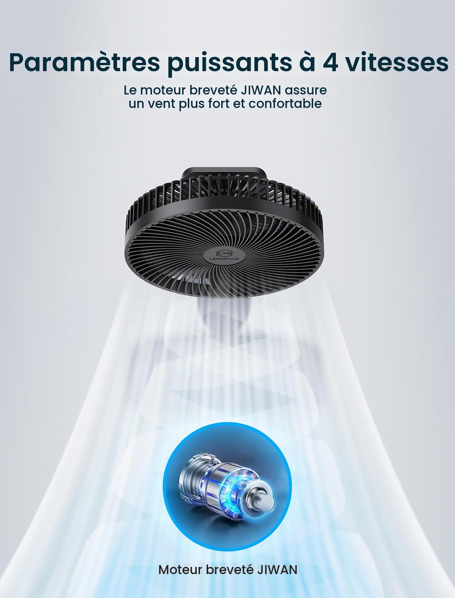 Ventilateur mural oscillant silencieux de 21,6 cm avec télécommande et minuterie, 4 vitesses réglables pour petites salles de bains, rafraîchissement des chambres intérieures pour camping-car