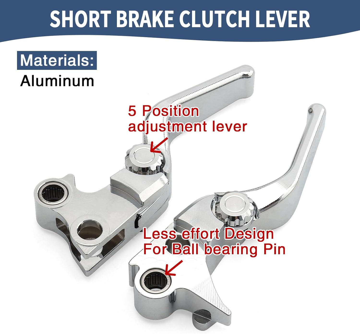 Motorcycle Levers Brake Clutch Handle Lever Adjustable Fit for Harley 1996-2007 Touring Road King Electra Glide Road Glide Street Glide 96-03 Sportster XL 96-17 Dyna Softail (Short, Chrome)