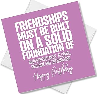Punkcards - Birthday Card Friend Female - 'Friendships Must be Built on' - Friend Birthday Card Female - Best Friend Birthday Card - Birthday Card Friend Female