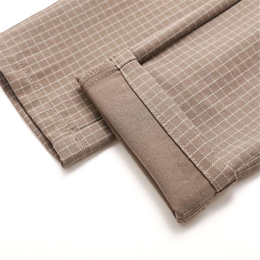 Vogrtcc Pantaloni da Abito Scozzesi Estivi da Uomo Pantaloni Lunghi Casual da Lavoro Dritti Elastici
