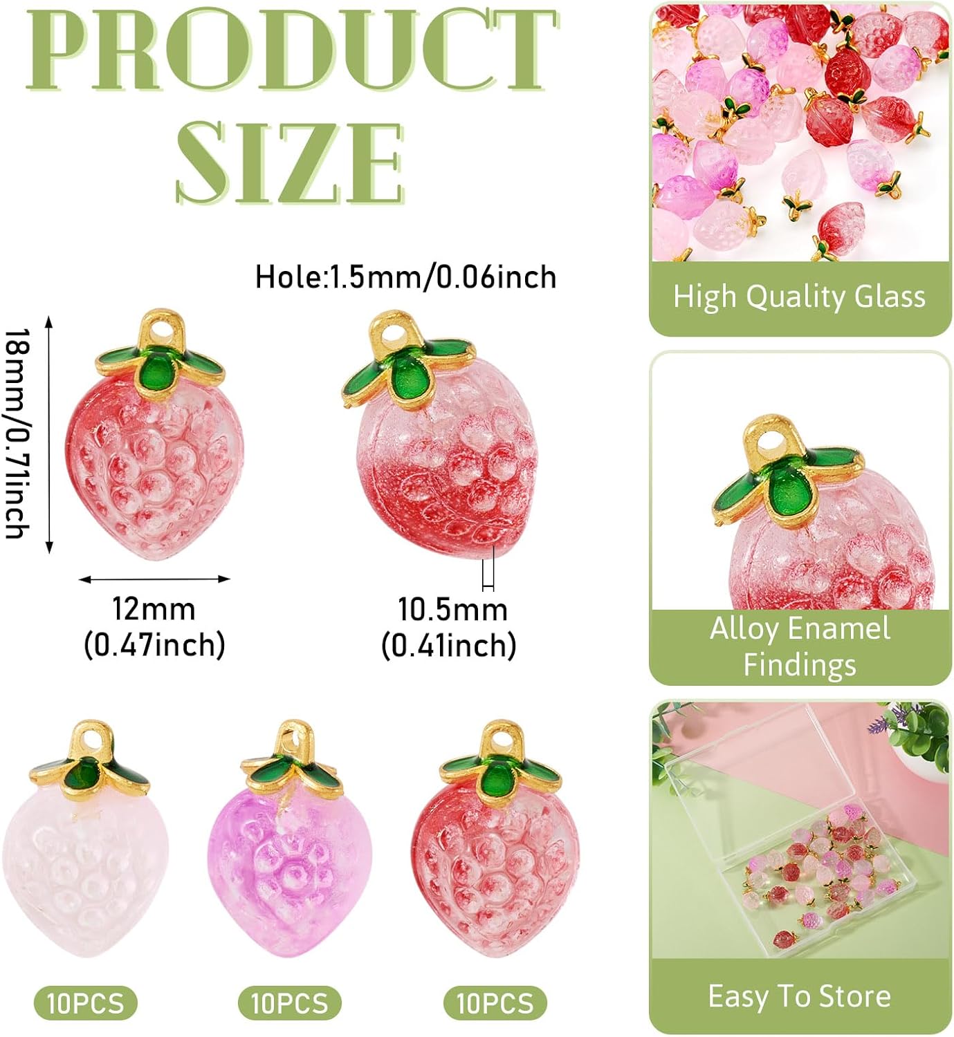 Glass Fruit Charms Fruit Earring Pendants Vegetables Food Pendants Cute Kandi Charm - Image 2