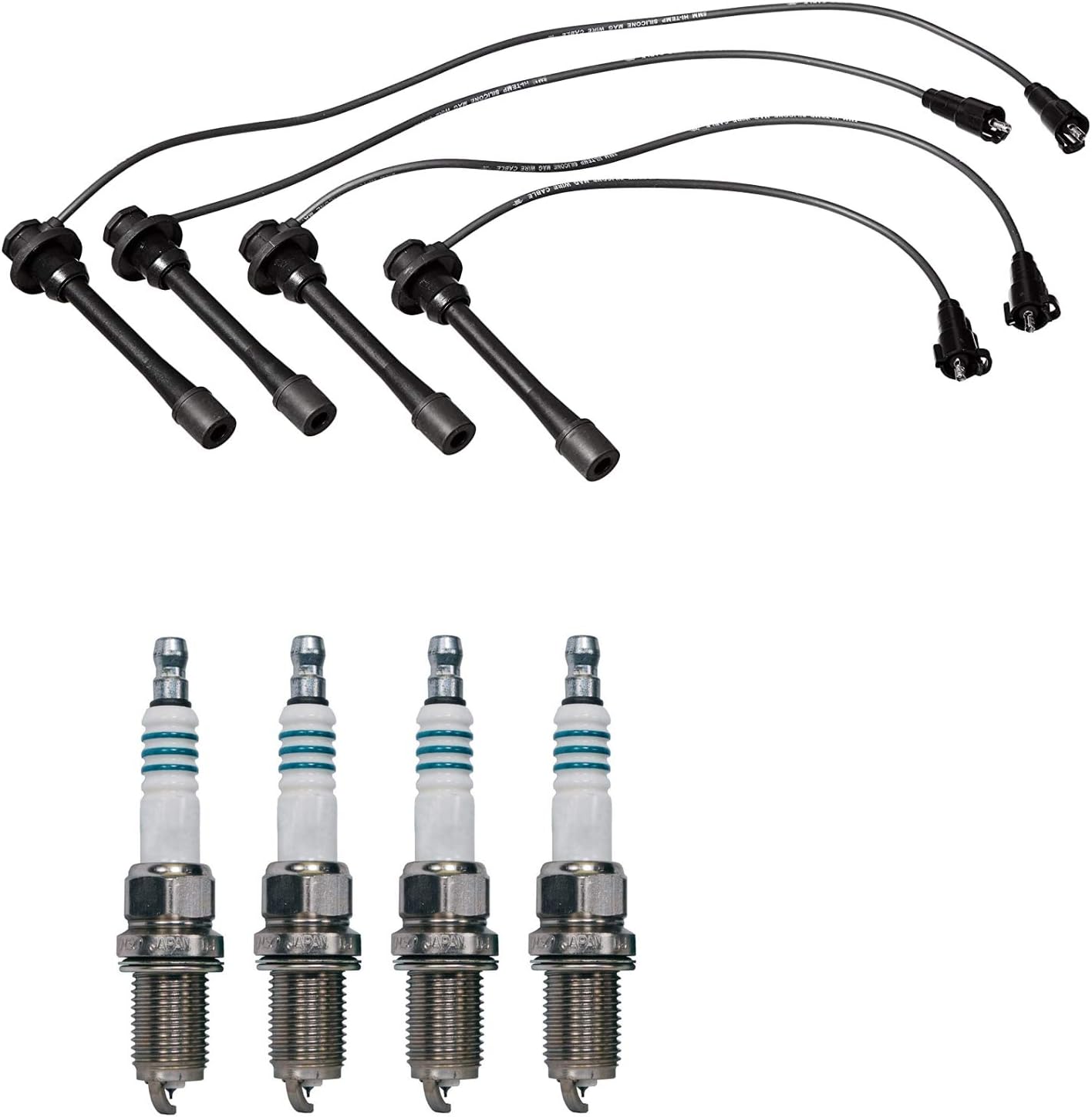 Denso Wire Set 5mm & 4 Iridium Power Spark Plugs 0.044 Kit For Toyota 2.4 2.7 L4
