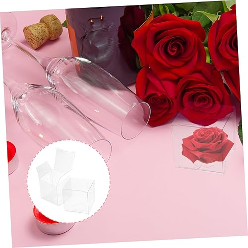 Miniatura 3 de SEWACC 50 cajas de regalo transparentes de plástico, cajas de cubo transparentes, pequeñas cajas transparentes para dulces, para bodas, fiestas de