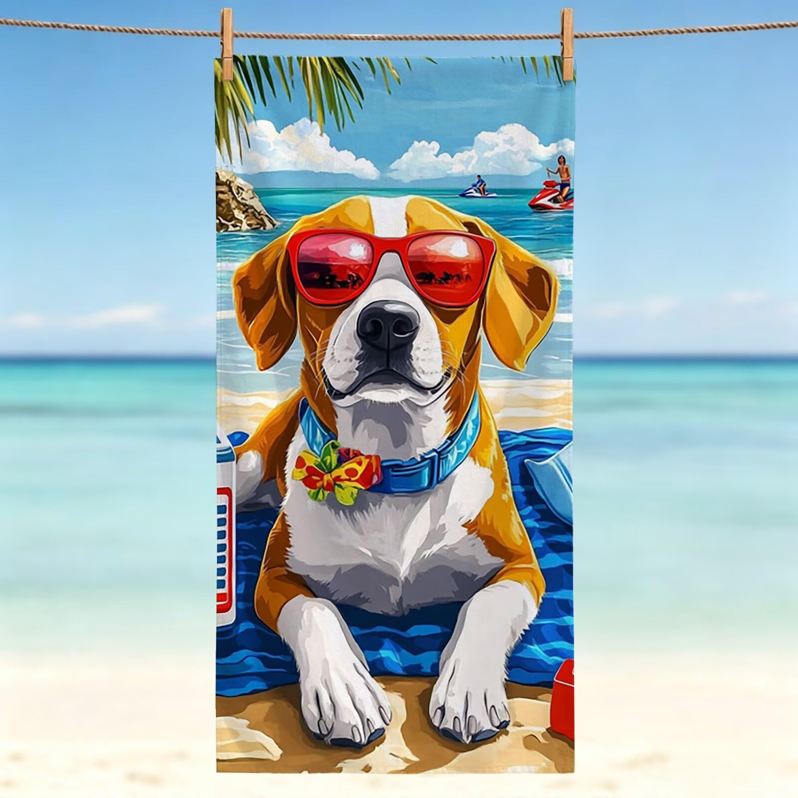 Serviette de plage microfibre pour voyage et sport grand drap de plage chien
