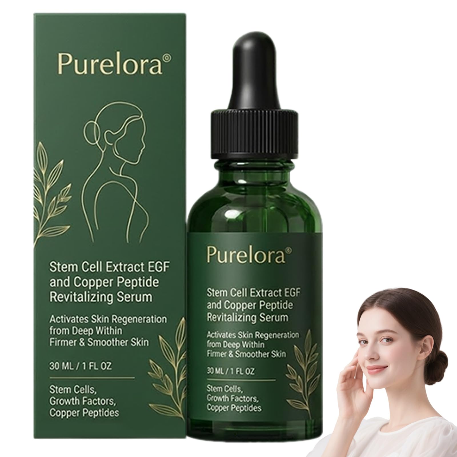 – Purelora Stem Cell-Derived EGF Copper Peptide Activating Serum, Anti Aging Serum with Stem Cell Acid to Reduce Fine Lines and Wrinkles, Firmer Looking Skin, Promotes Skin Elasticity (1PC)