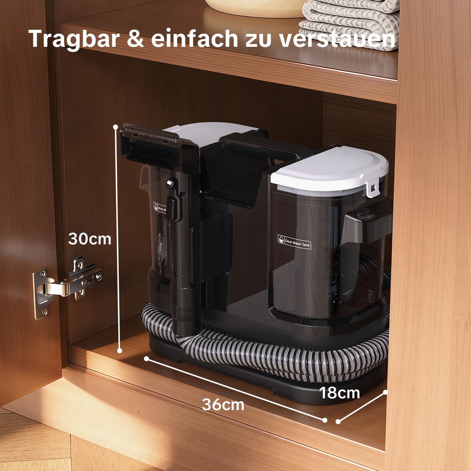 Lubluelu Nasssauger Polsterreiniger Gerät 18 kPa, 1400 W, Teppichreiniger Waschsauger mit 10 Sek. Schnellheizung auf 35–60 °C und Selbstreinigung, tragbarer Teppichreiniger für Teppiche, Auto & Sofas