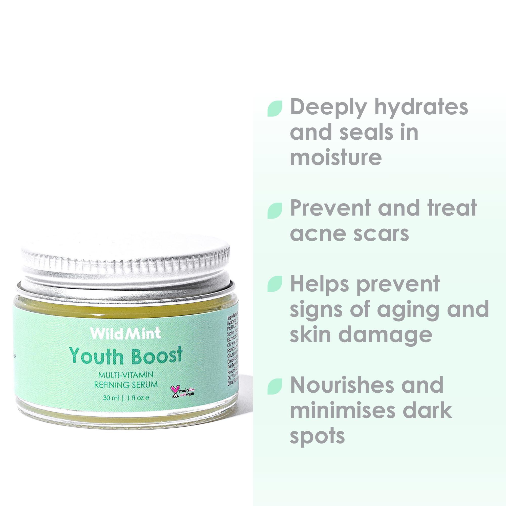 WildMint Youth Boost Natural Face Serum, 30 ml (Pack of 1) - Image 2