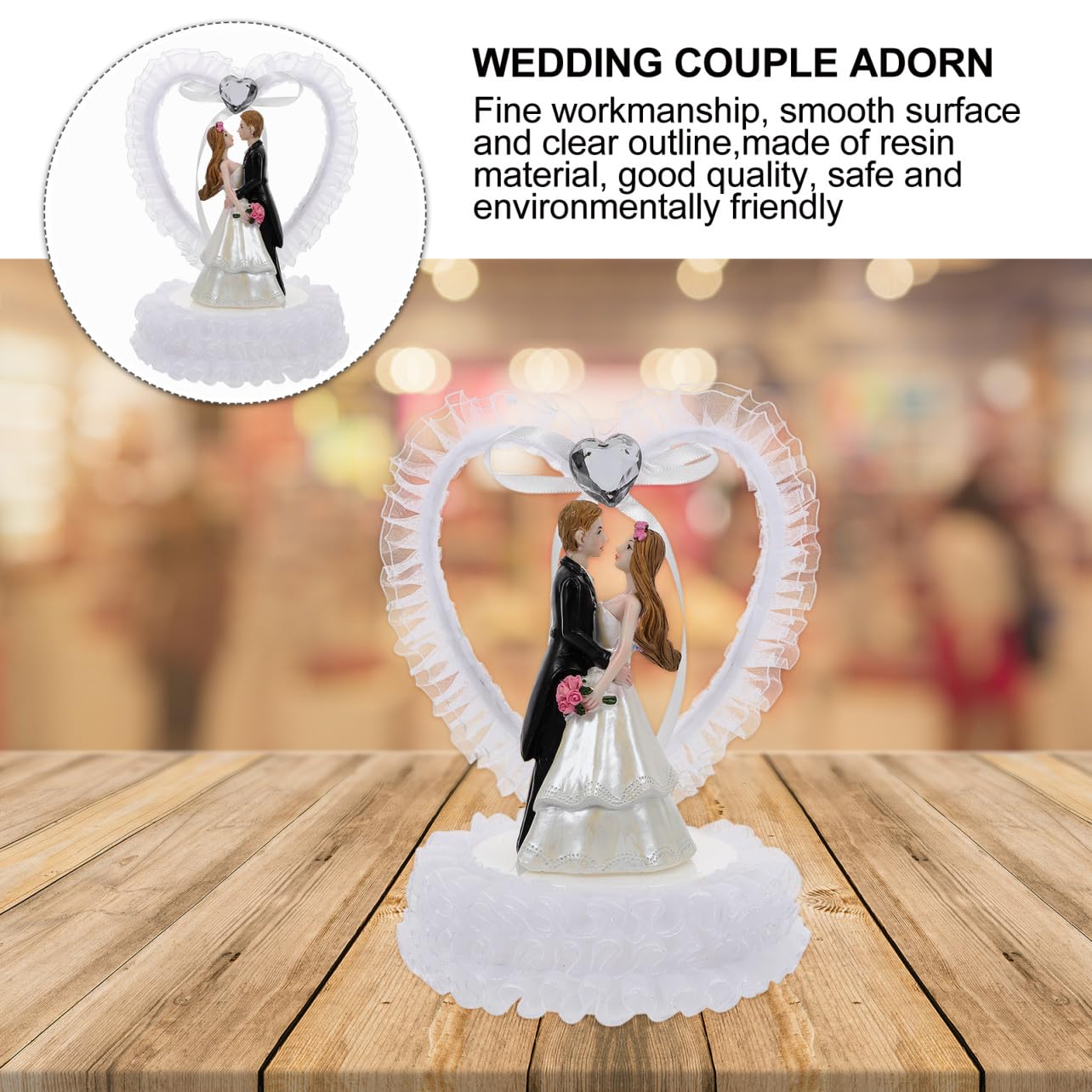 ABOOFAN 2 STK Schmuck für Braut und Bräutigam Kostüm Brautpaar Puppe Brautgeschenke Kuchen Figuren hochzeitsfigur hochzeitsdekoration Hochzeitspaar schmücken Valentinstag Harz Weiß