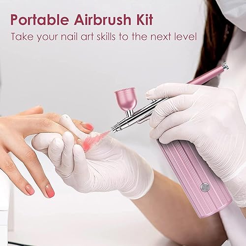 Miniatura 4 de Kit de aerógrafo, compresor de aerógrafo inalámbrico, pistola de aerógrafo de mano automática, recargable, cepillo de aire inalámbrico portátil,