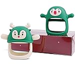 Smily Mia Baby Christmas Stocking Stuffers, Baby Teething ToysPenguin Teether for 0-6M, Reindeer Chew Toys for 3-6M,Teething Mittens for 6-12M Babies, My First Christmas Gift, Pine Green
