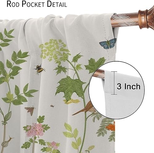Miniatura 292 de Retro 70s Floral Blackout Window Curtains, Watercolor Flower Plant Rustic Modern Style Pattern Window Drapes, for Bedroom Living Room 42x45in 2