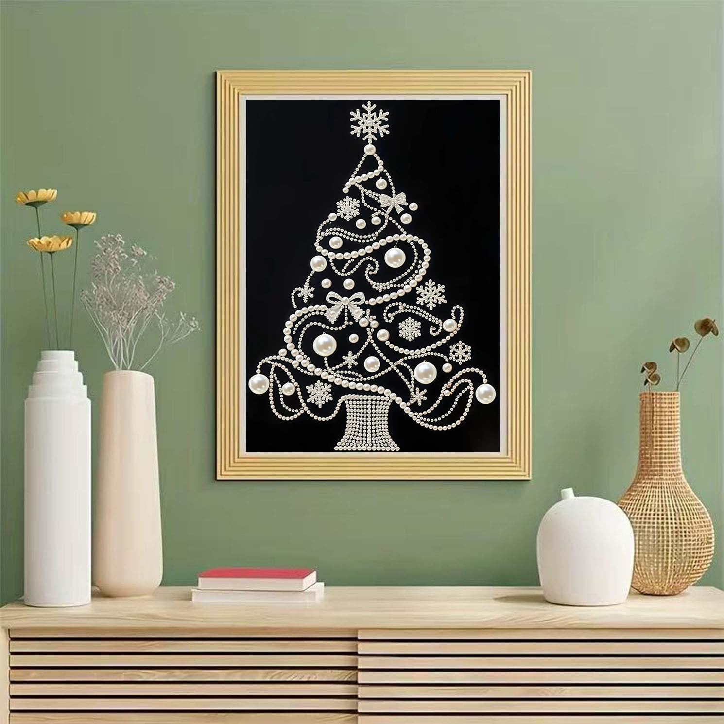 Christmas Tree Pearl Diamond Art Kits For Adults,5D Diamond Dots Art Kits
