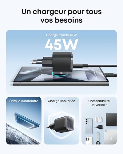 Anker Chargeur USB C Rapide 45W (Nano) Compact et élégant, pour iPhone 17/Pro/Pro Max/iPhone 16, MacBook, Pixel 9, iPad, Samsung Galaxy S25 Ultra/S24 Series, et Autres (1.8m câble Inclus) - 4