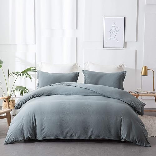 Miniatura 1 de Lanest Housing Juego de funda de edredón de microfibra cepillada lavada de 4.23ozm, gris, doble, matrimonialqueen, king