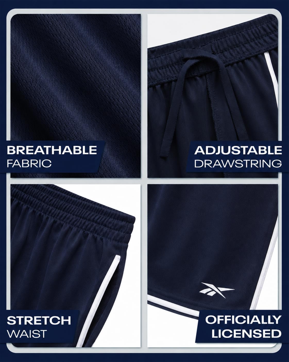 Reebok Boys Athletic Shorts - 1 Pack or 2 Pack Breathable Mesh Athletic Shorts for Boys for Basketball Running and Play