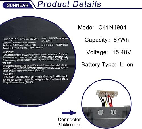Miniatura 2 de C41N1904 Reemplazo de batería para ASUS ASUS ZenBook 13 BX325JA UX325SA UM325SA UX363EA-EM045R 14 UX425UA UM425IA HM053T Flip S13 UX393EA VivoBook